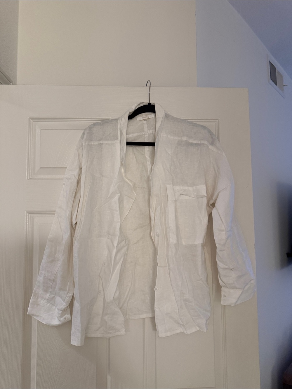 Posse White Linen Swim Coverup Shirt